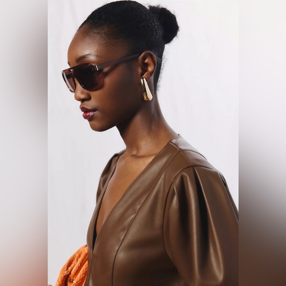 Gold Drop Statement Earrings - Picture 1 of 7